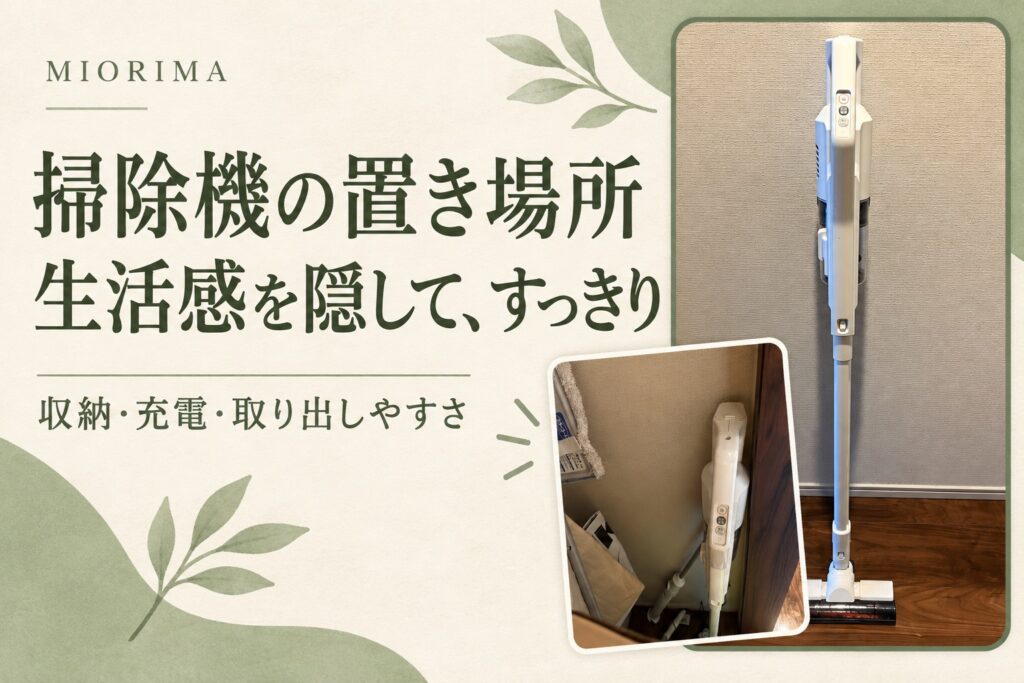 掃除機の置き場所｜生活感を隠してすっきり。はろしょう所有の掃除機と収納写真を使ったアイキャッチ